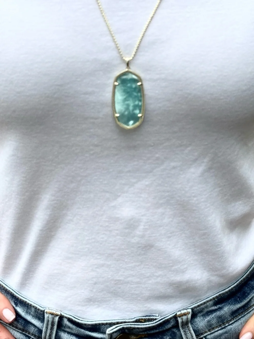 Kendra Scott Elisa Pendant Necklace in Silver & Amazonite🩵